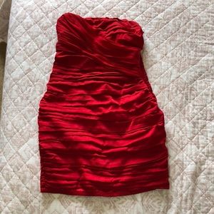 Strapless red dress